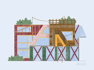 Dream House #2 🏡 adobe analogue colour coloured pencil colourful design digital dream green greenhouse house illustration imagination pencil pencil drawing photoshop trees