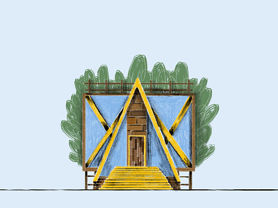 Dream House #3 🏡 adobe analogue cabin colour coloured pencil colourful design digital dream green greenhouse house illustration imagination ipad pencil photoshop procreate tiny house trees