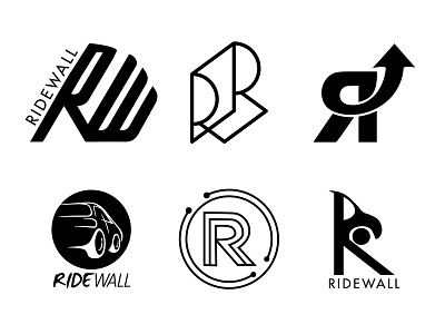 Ridewall logo concepts black branding car design identity logo minimal r rideshare type