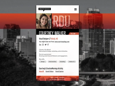 CreativeMornings User Profile // Daily UI 006 006 creative daily design mobile mornings profile raleigh rdu ui user ux