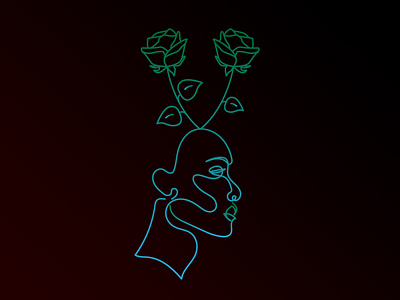 rose lady design gradient illustration line lineart procreate rose silhouette