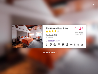 Hotel Search Result Card card hotel icons price result search stars ui