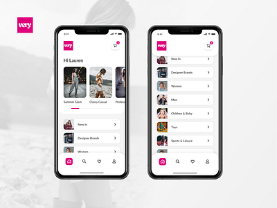 Very Mobile App - Main Navigation android basket basketball cards ecommerce ios mobile mobile app mobile ui navbar shop direct ui very