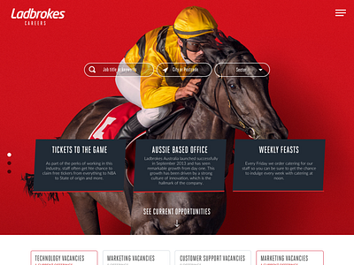 Ladbrokes Careers site UI