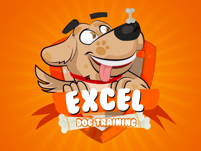 Excel dog training cartoon dog logo