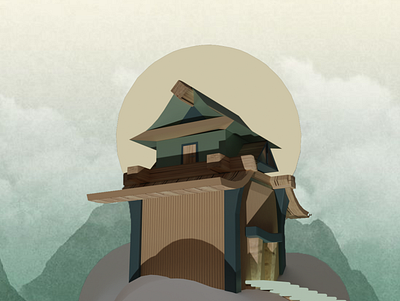 chinese temple 3d illustration