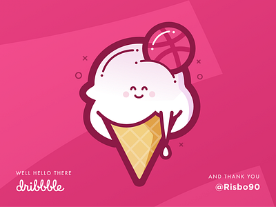 Hello! dribbble ice cream icon pink vector