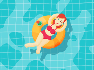 summer animated flat gif girl pool summer swim ui