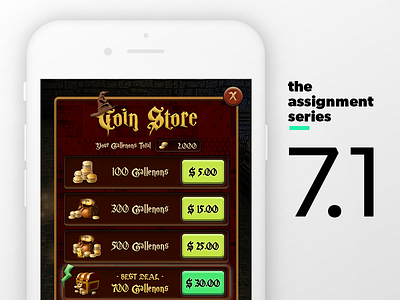 Assignment 7.1: Warm Palette Fantasy Game mobilegames theassignmentseries ui ux