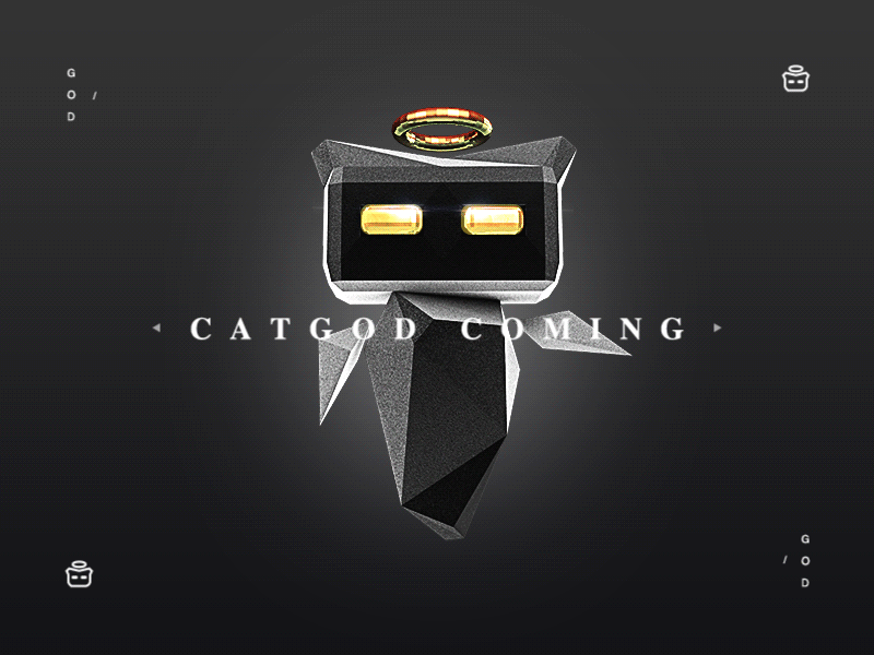 CATGOD COMING 3d angel black cat cool god motion yellow