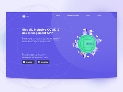 Landing page concentric covid19 global globe illustraion landingpage webdesign