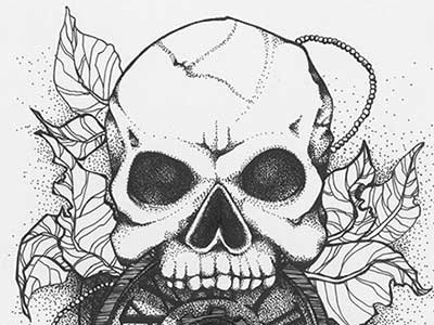 Timeless allendisi clockwork illustration ink skull tattoo design traditional work