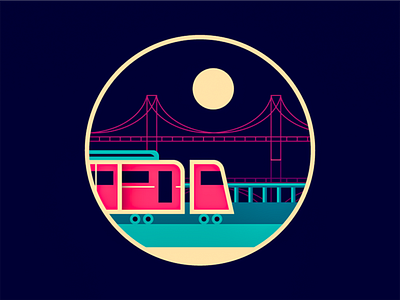 Badge Design - Train badge branding colors design icon illustration interface logo moon train vector