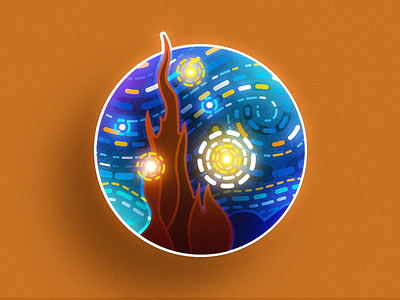 Badge - Starry Night art badge branding colors design icon illustration logo painting starry night van gogh