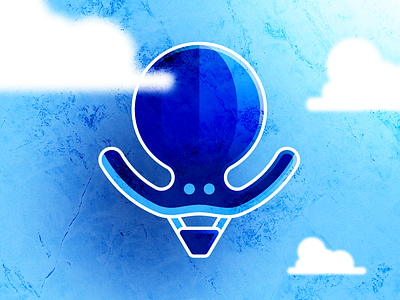 Badge - OctoBalloon air badge balloon branding colors design fly icon illustration logo octopus sky vector