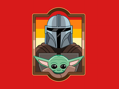 The Mandalorian and Grogu badge branding character colors design disney grogu illustration logo lucasfilm mandalorian movie scfi fi star wars vector yoda