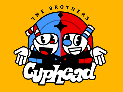 Cuphead badge branding brothers colors cuphead design game gaming illustration logo vector vintage