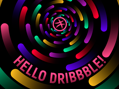 Hello Dribbble! basketball center circle colors debut dribbble graphic graphic design hello pink