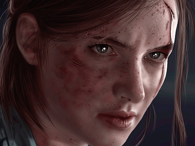 Ellie - Digital Portrait blood ellie game gore joel naughtydog the last of us videogame zombies