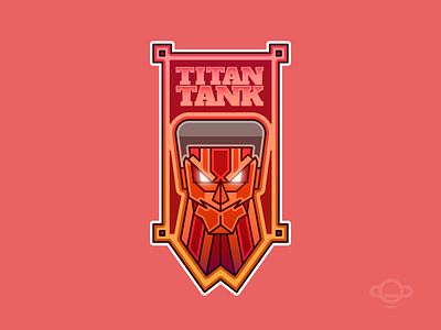 Badge Design - Armored Titan anime badge branding colors illustration manga typo vector