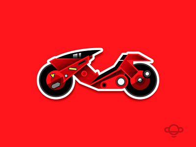 Badge Design - Kaneda's bike akira anime badge branding illustration movie sci fi vector