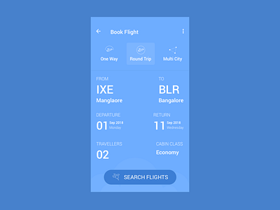 Feel at Sky! blue flight app flight booking ui ux