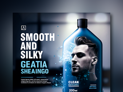 "Simplicity at Its Finest: A Dark Blue Masterpiece for GEATIA's adobe photoshop brand identity brand messaging branding color theory composition creative design digital advertising graphic design image editing marketing materials product promotion shampoo skin care ui