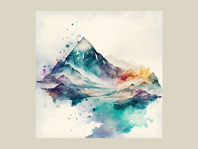 Stacked mountain scenery landscape mountain scenery stacked watercolor