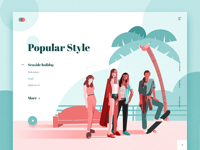 Popular Style clean color fashion holiday illustration popular style seaside
