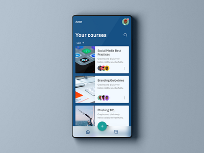 📱 Authoring tool / Course overview adobe xd app cards colors course glassmorphism mobile mockups tool ui webdesign wireframes