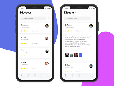 Doctor & Medical App Exploration app cards discover doctor exploration home ios iphone iphone x medical minimal