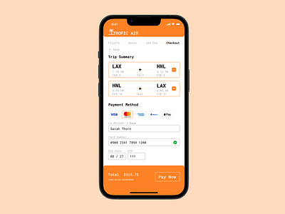 DailyUI 002 : Checkout UI (airline ticket)