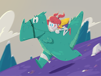 Dino Race 2d chracter dinosaur fast girl illustration race yimbo