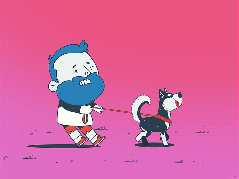 Dog Walk animation character cycle dog dude fat husky illustration pet run