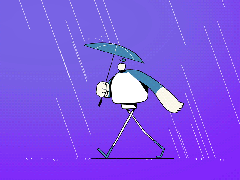 Fuckin' rain animation baseball character cycle dude illustration rain run