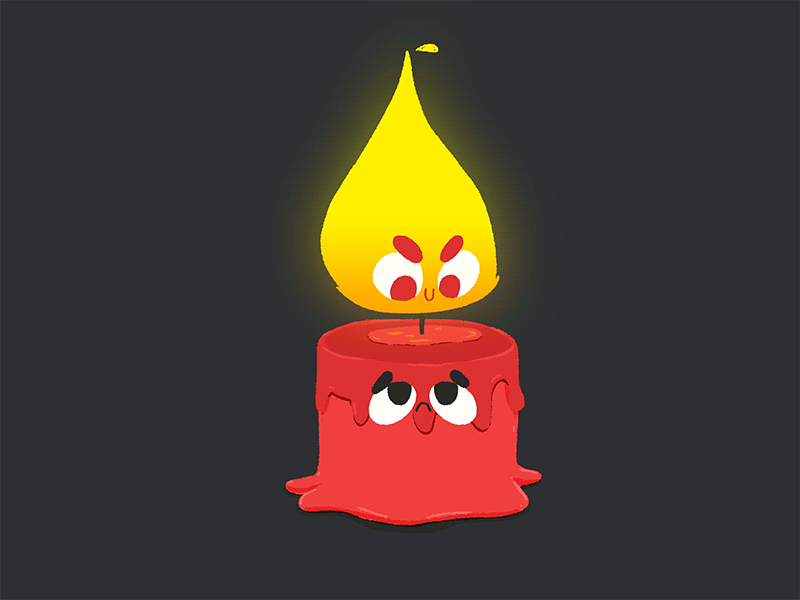 Flamín 2d animation candle character fire loop