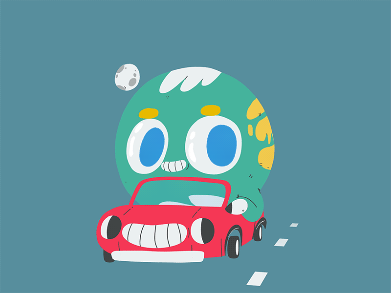 Ride 2d 365rounds animation car character daily earth gif illustration loop travel yimbo
