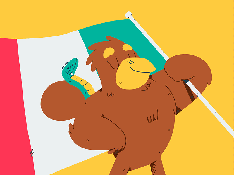 Mexicano flag eagle mexican mexicano méxico illustration yimbo gif character 365rounds cel animation loop daily 2d animation