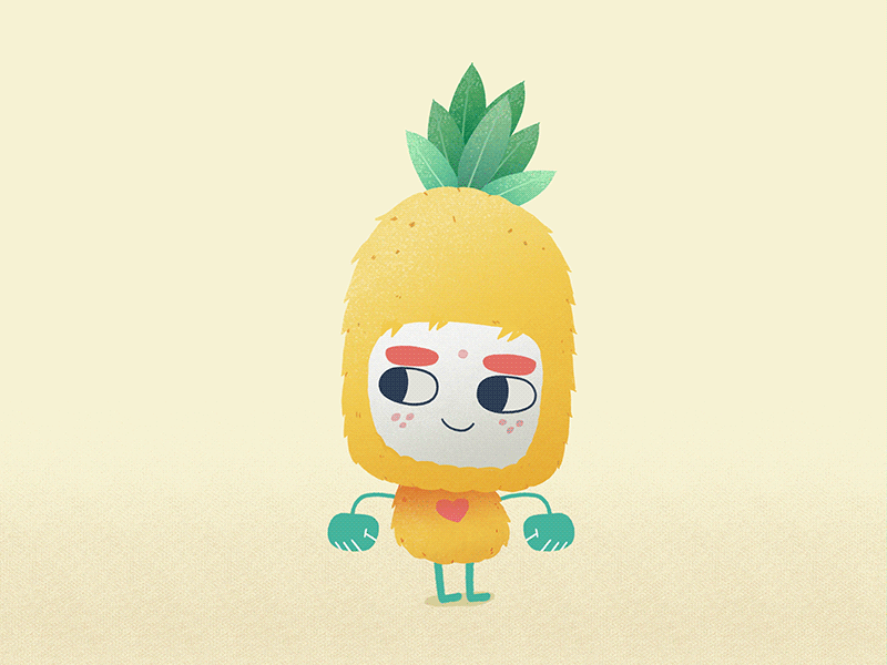 Pineapple boy 2d 365rounds animation character daily gif illustration loop yimbo