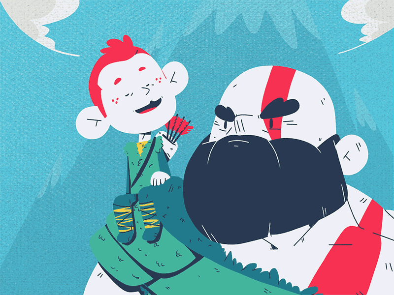 God of war kratos god of war illustration yimbo character gif 365rounds loop daily 2d animation