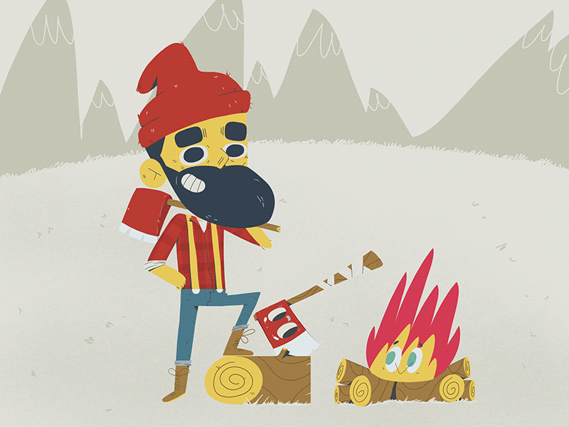 Lumberjack 2d 365rounds animation axe cel animation character daily fire gif illustration loop lumberjack woods yimbo