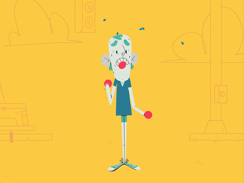 Juggling 2d 365rounds animation cel animation character daily gif illustration juggle juggler loop nervous stressed sweat yimbo