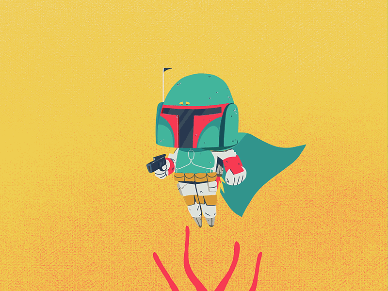 Bounty hunter 2d 365rounds animation boba fett cel animation character daily gif illustration loop maythe4bewithyou maythe4th star wars yimbo