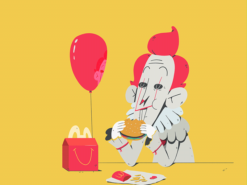 Happy Meal 2d 365rounds animation burger character daily gif happy meal illustration it loop mcdonalds pennywise yimbo