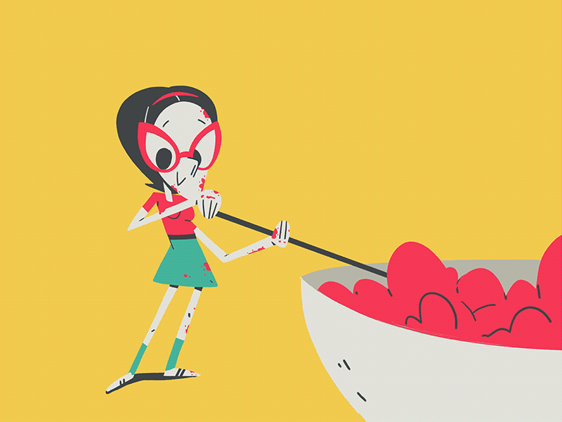 Cereal Killer 2d 365rounds animation cel animation cereal character daily gif girl illustration killer loop spoon yimbo