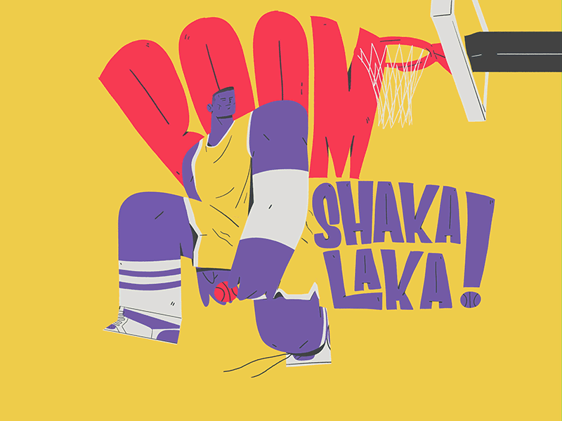 Boom Shakalaka 2d 365rounds animation basketball basketball logo cel animation character daily dunk gif illustration loop yimbo