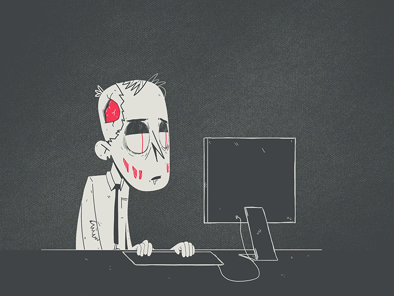 02 Mindless 2d animation character daily gif illustration loop office zombie