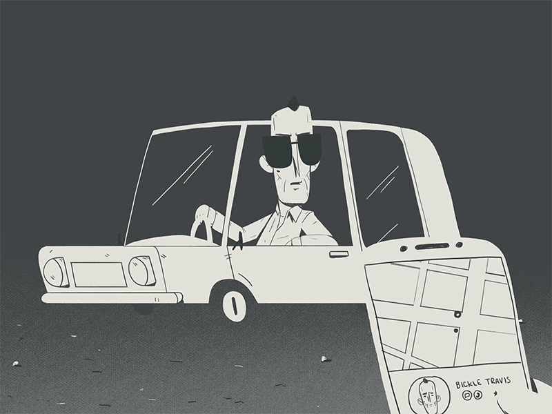 18 Misfit 2d animation bickle character gif giftober illustration inktober inktober2019 loop taxi driver travis