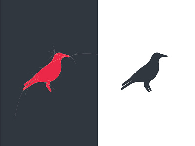 Crow construction bird branding creative crow curves line art logo design minimal process simple