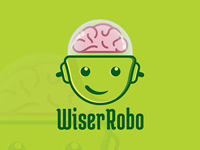 WiserRobo Logo art brain cartoon character financial icon logo mind mirror robot thinking wise
